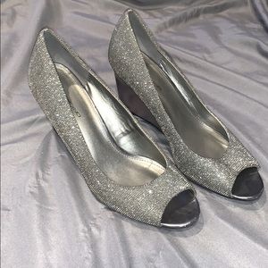 Sparkly silver heels